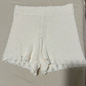 moon & madison High Waist Cream Knit Shorts